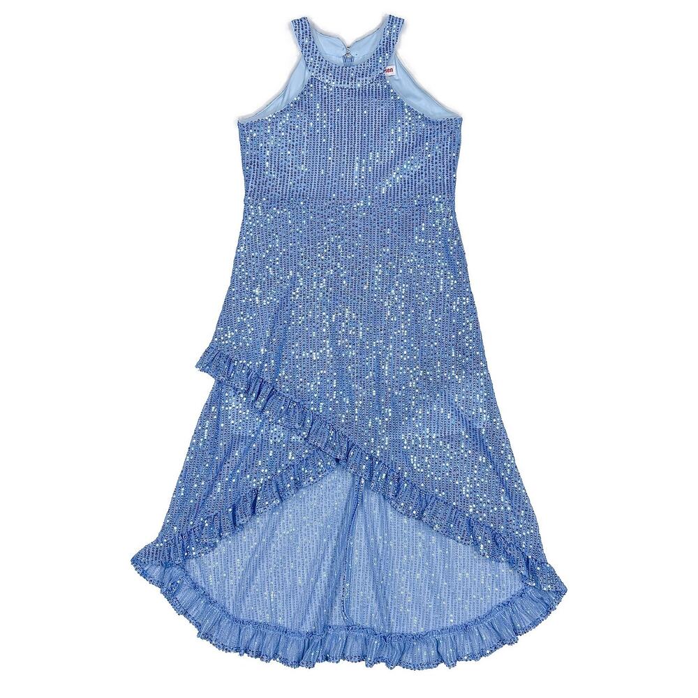 Welaken Sequin Halter Dress Girls 10 Blue Sparkly Formal Pageant Party Dance